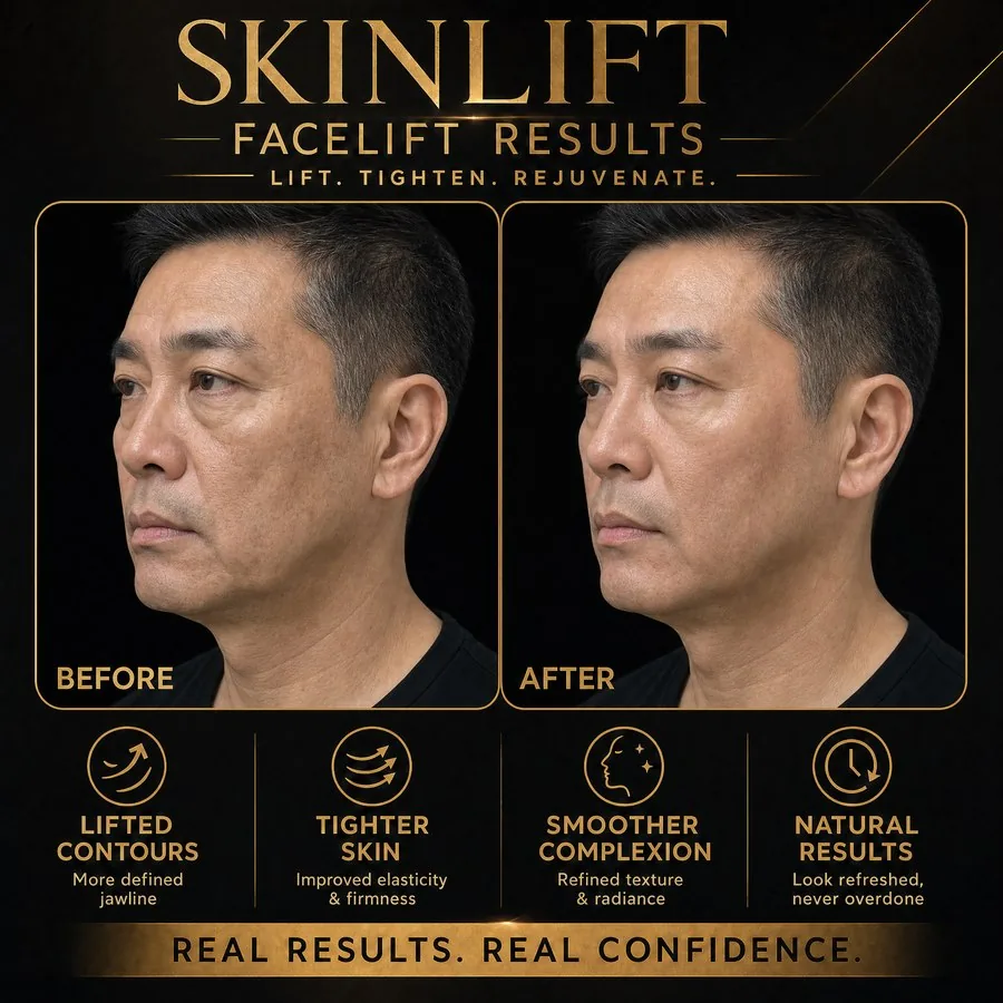 SKINLIFT® Before & After — Male jawline definition and jowl reduction, side profile