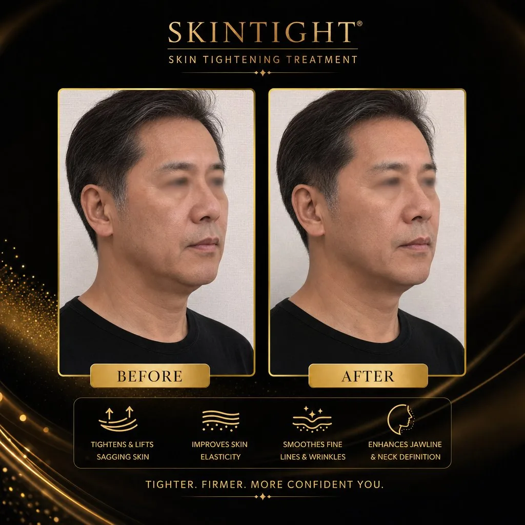SKINTIGHT® Before & After — Neck and jawline tightening, male client