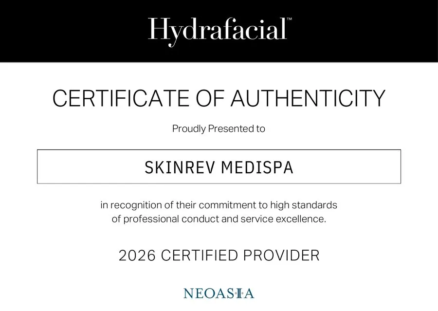 HydraFacial 2026 Certified Provider Certificate of Authenticity