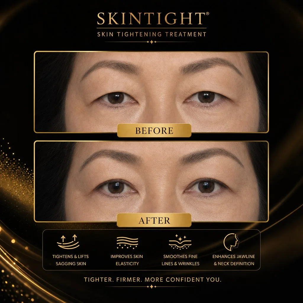 SKINTIGHT® Before & After — Droopy eyelid lifting, female client