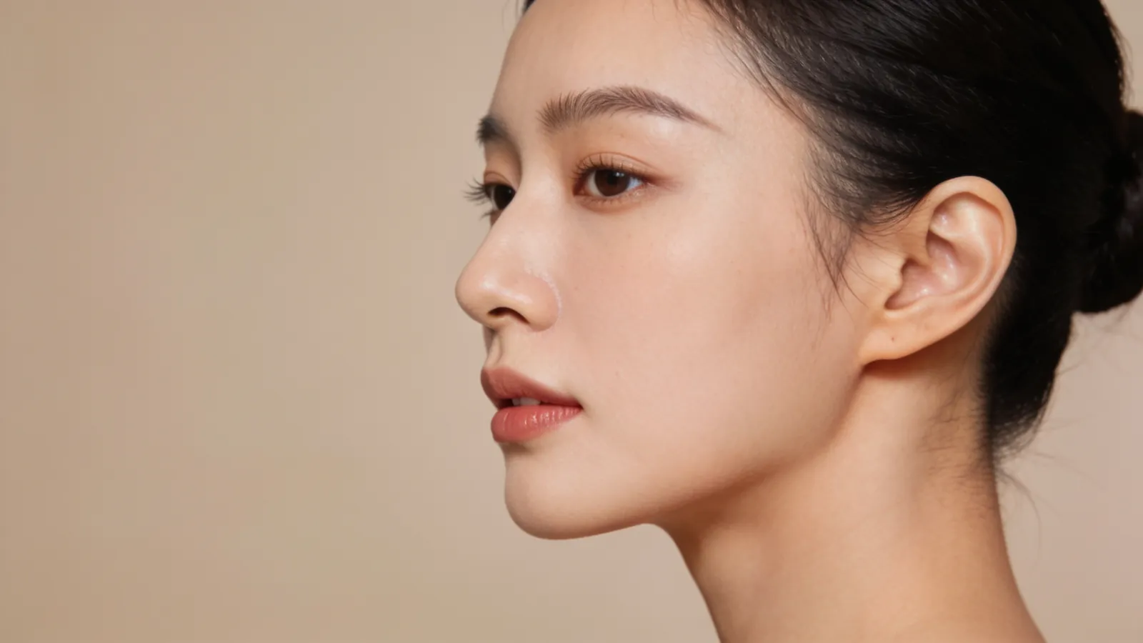 Side profile showing a smooth chin and jawline