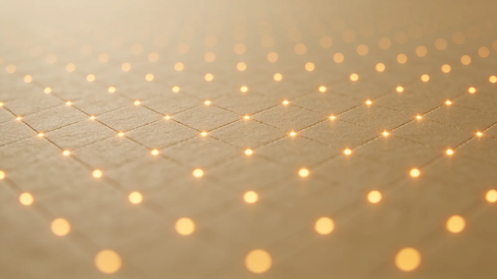 Fine grid of tiny warm light points on a beige surface