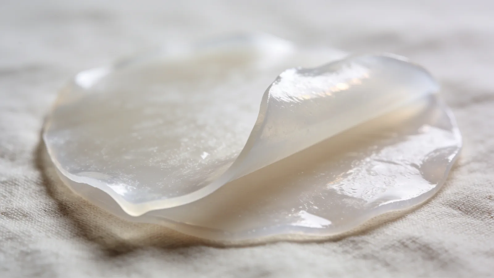 Thin translucent silicone gel sheet on linen