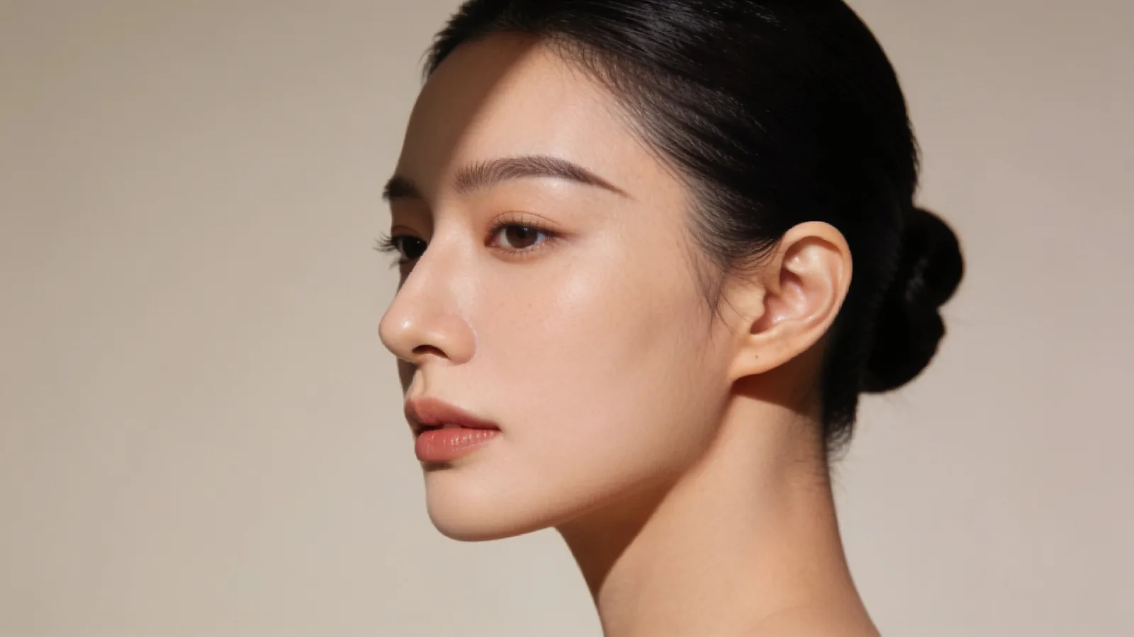展示鼻梁与眉骨线条的侧脸