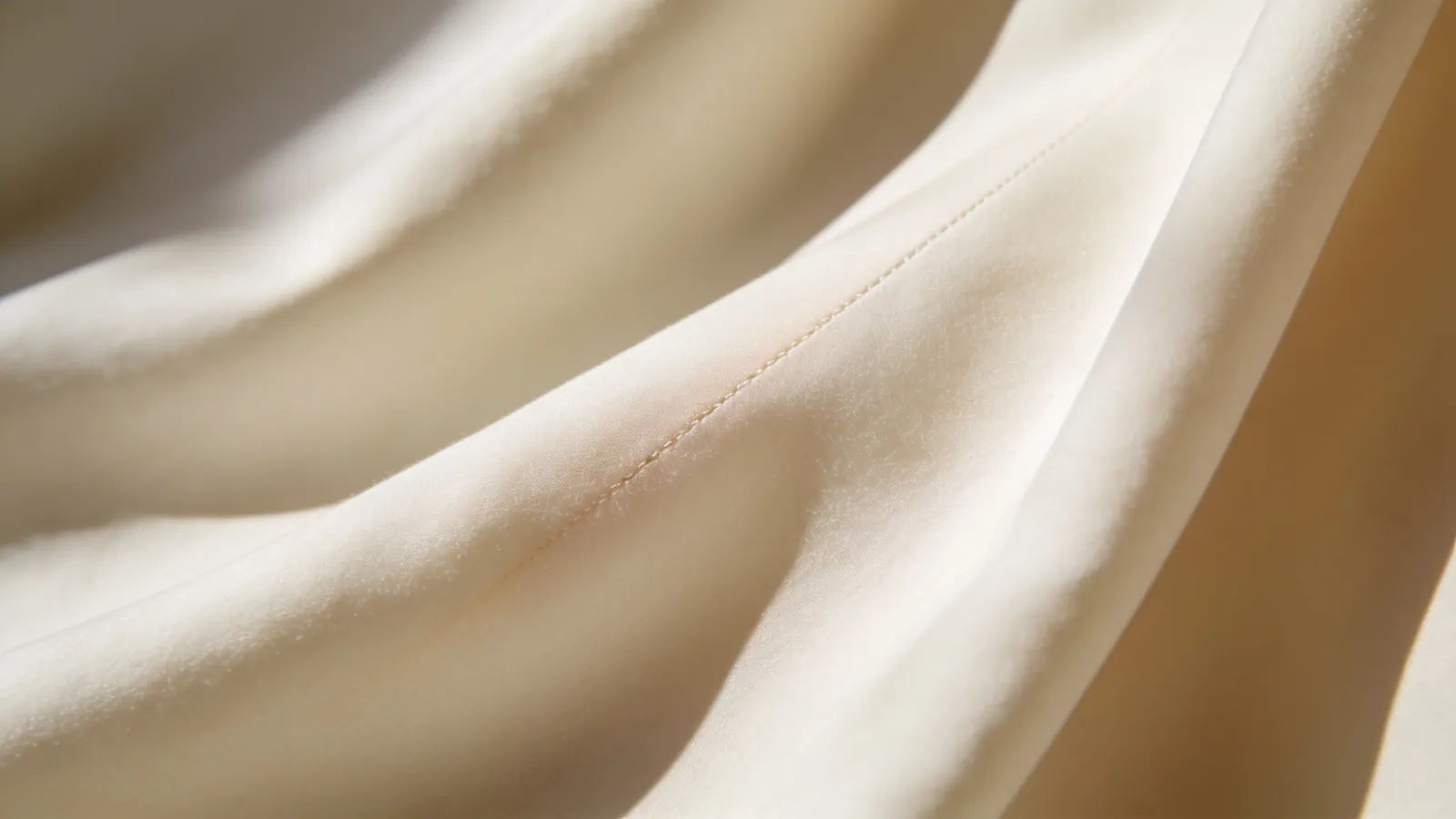 Ivory fabric with one faint fading seam line