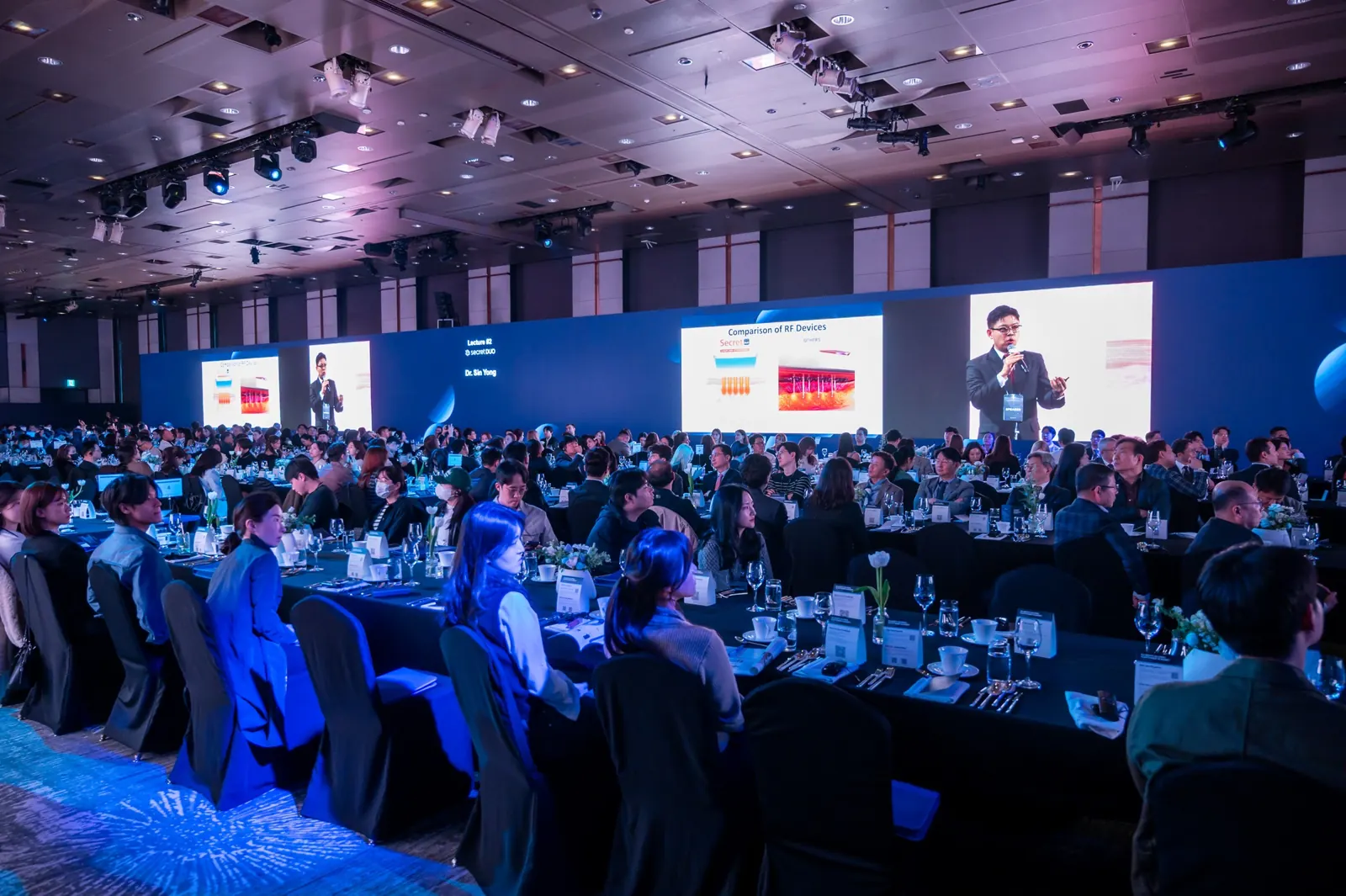 The ballroom during his lecture on choosing an RF microneedling device