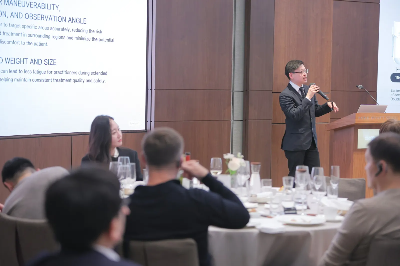 At the lectern, Park Hyatt Seoul